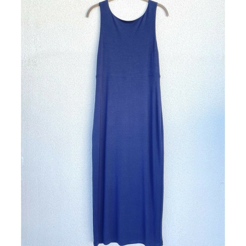 Athleta Dress Long Navy Blue Side Slit Tank Maxi Modal Spandex Women Small
